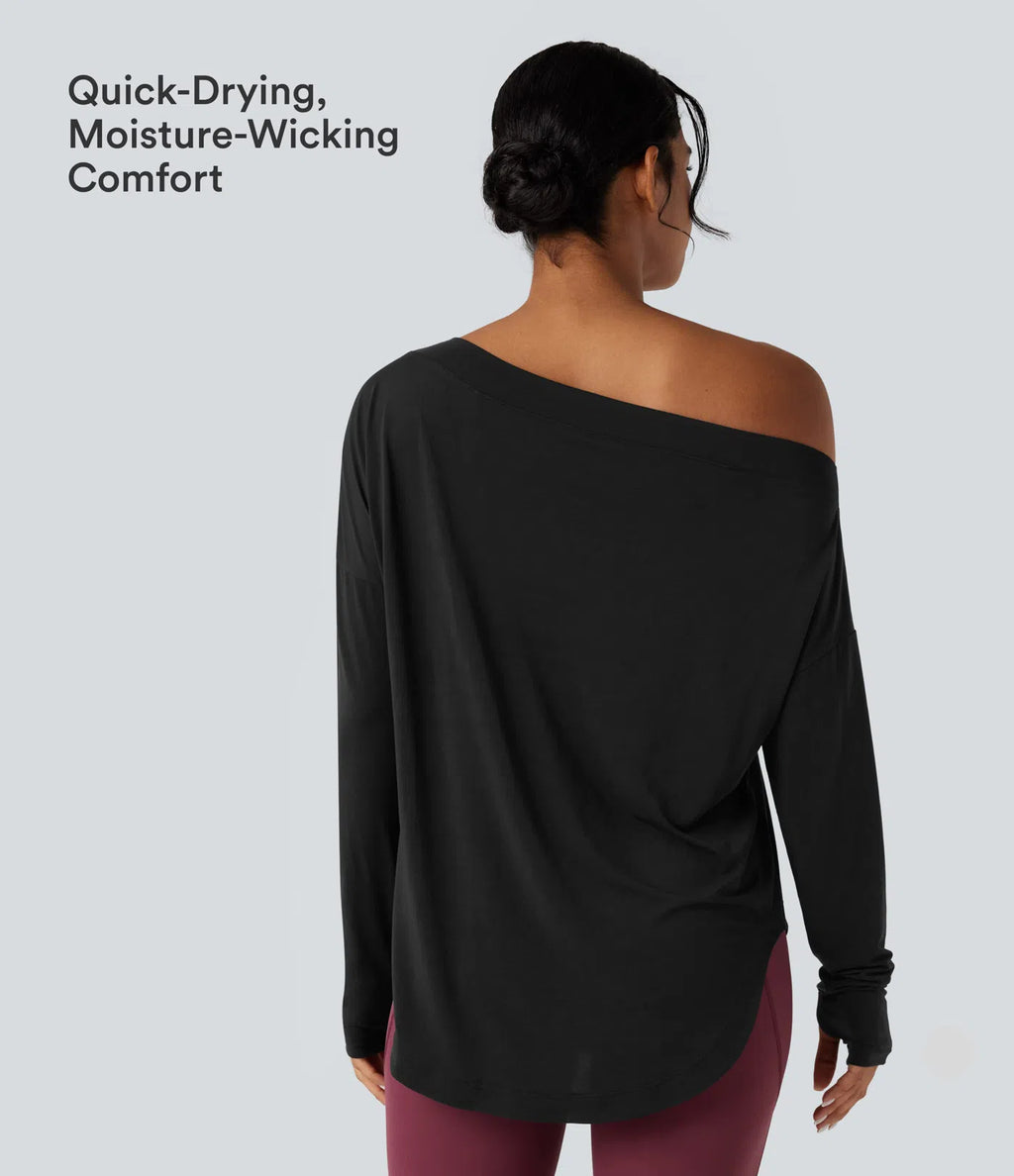 Halara  AirFlow™ Off-Shoulder Long Sleeve Active Top
