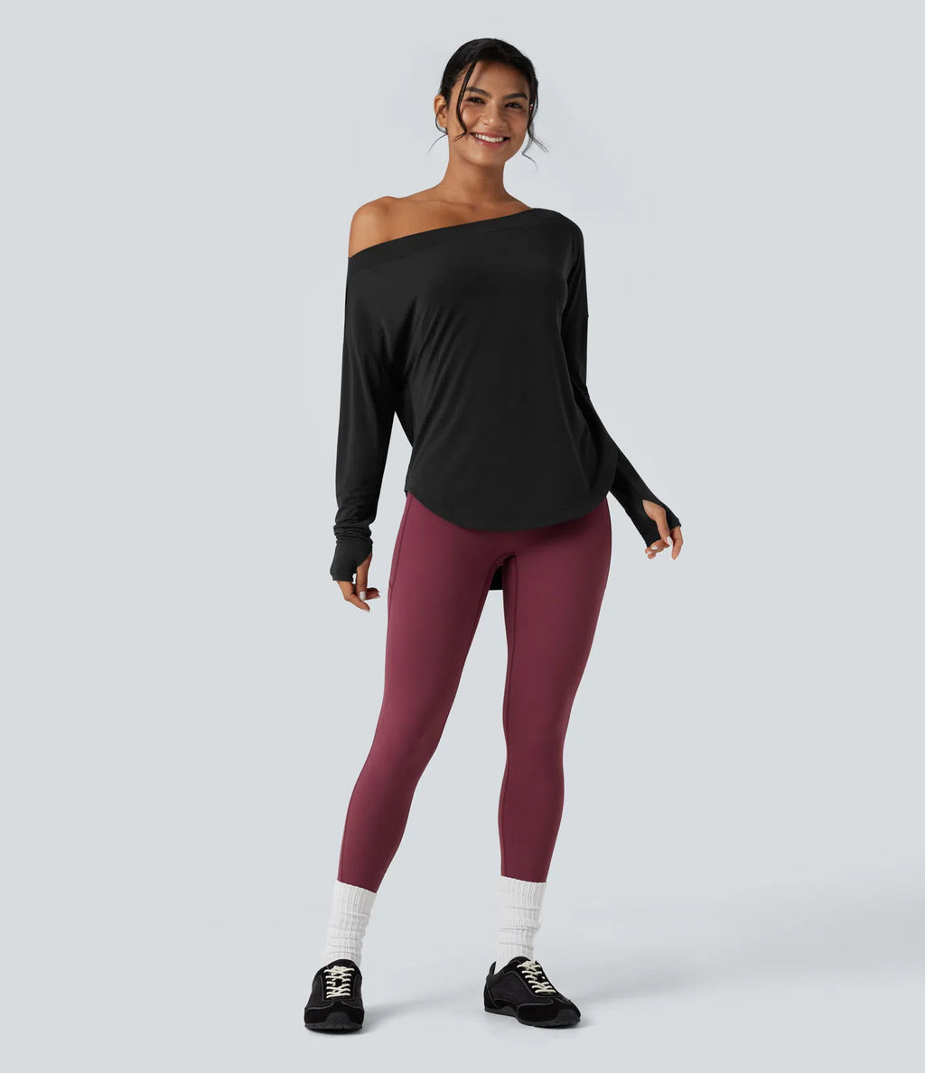 Halara  AirFlow™ Off-Shoulder Long Sleeve Active Top