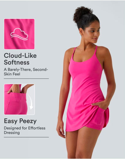 SoftlyZero™ Airy Backless Twist Dance Dress | Cool Touch Active Dress – Easy Peezy Edition