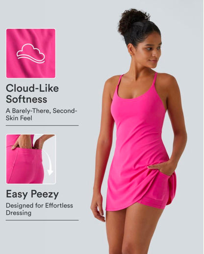 SoftlyZero™ Airy Backless Twist Dance Dress | Cool Touch Active Dress – Easy Peezy Edition