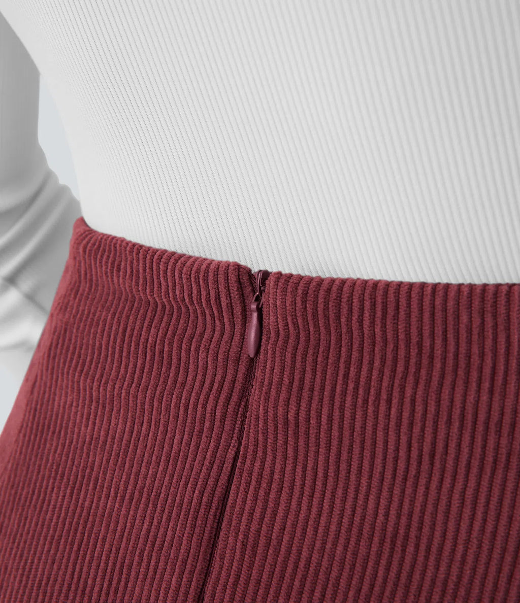 High-Waisted 2-in-1 A-Line Mini Corduroy Skirt with Shorts
