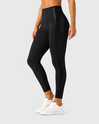 High Waisted Stretchy PU Tummy Control Yoga Leggings with Pocket